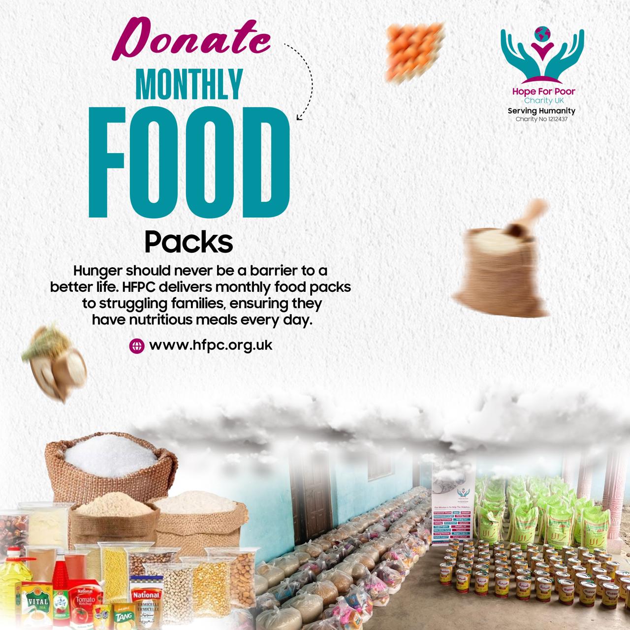 Monthly food support for families