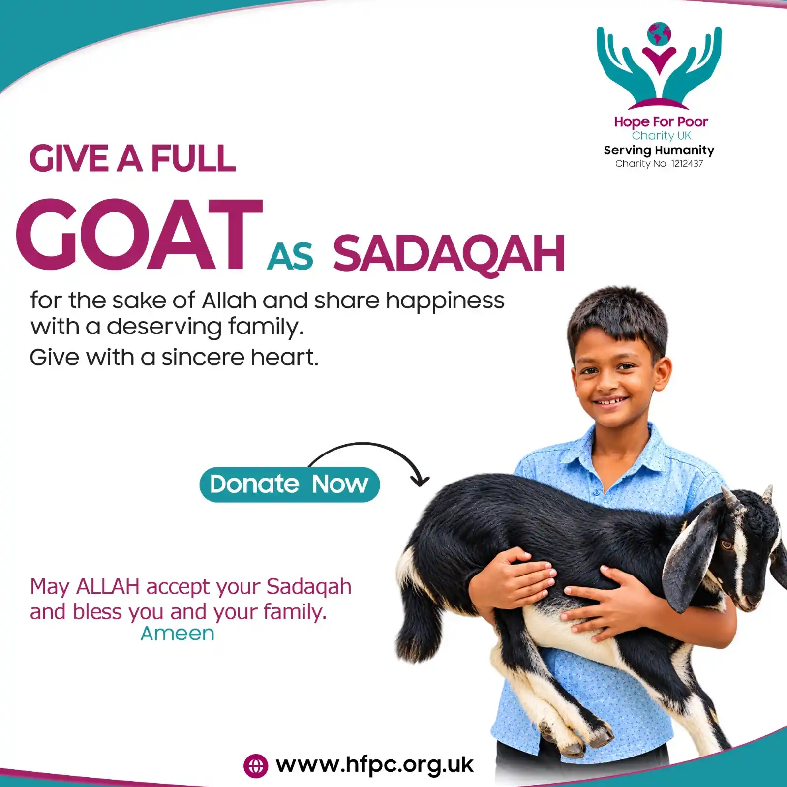Goat Sadqah charitable giving project