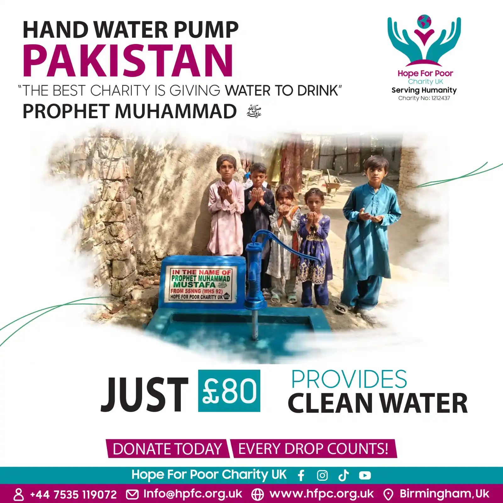 Hand water pump and clean water charity project